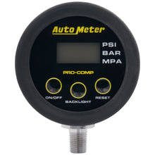 Load image into Gallery viewer, AutoMeter 2167 GAUGE HEAD, TIRE PRESS, 50 PSI/3.45 BAR, RACE DIGITAL, BACKLIT W/ MEM, PRO-COMP