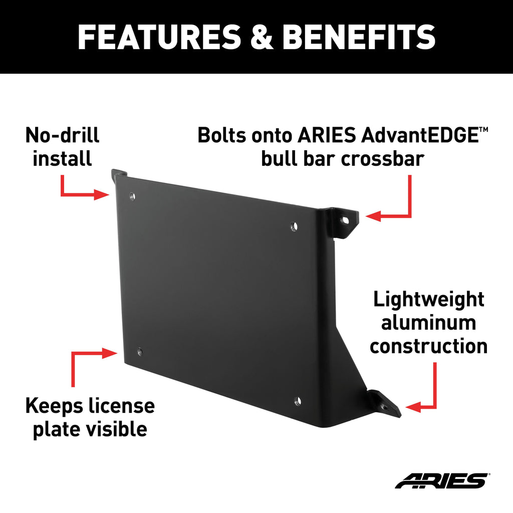 ARIES 2169000 AdvantEDGE Bull Bar License Plate Bracket