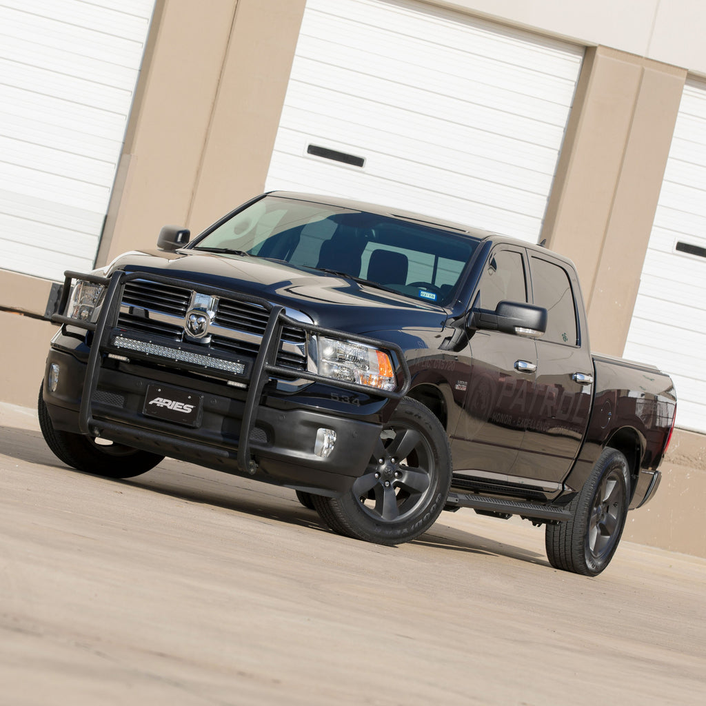 ARIES 2170028 Pro Series Black Steel Grille Guard with Light Bar, Select Dodge, Ram 1500 for Select Ram 1500