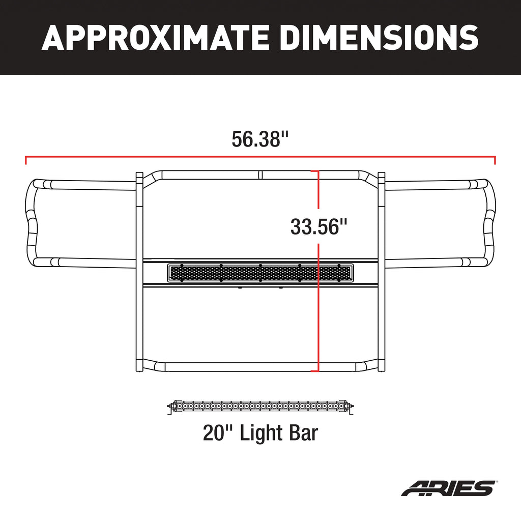 ARIES 2170031 Pro Series Black Steel Grille Guard with Light Bar; Select Jeep Renegade - Truck Part Superstore
