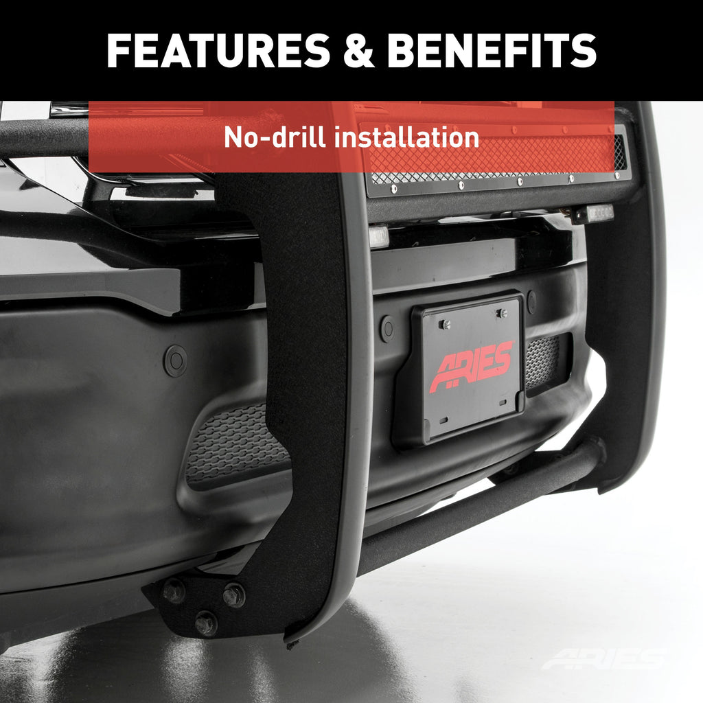 ARIES 2170035 Pro Series Black Steel Grille Guard with Light Bar, Select Chevy Silverado 1500 for Select Chevrolet Silverado 1500