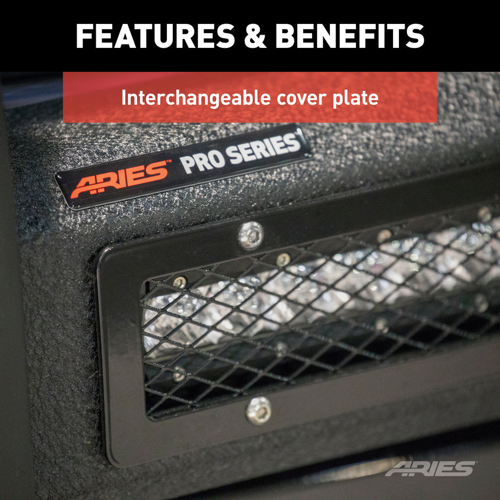 ARIES 2170037 Pro Series Black Steel Grille Guard with Light Bar, Select Ford Ranger for Select Ford Ranger
