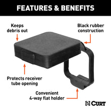 Load image into Gallery viewer, CURT 21728 2" Rubber Hitch Tube Cover with 4-Way Flat Holder (Packaged)
