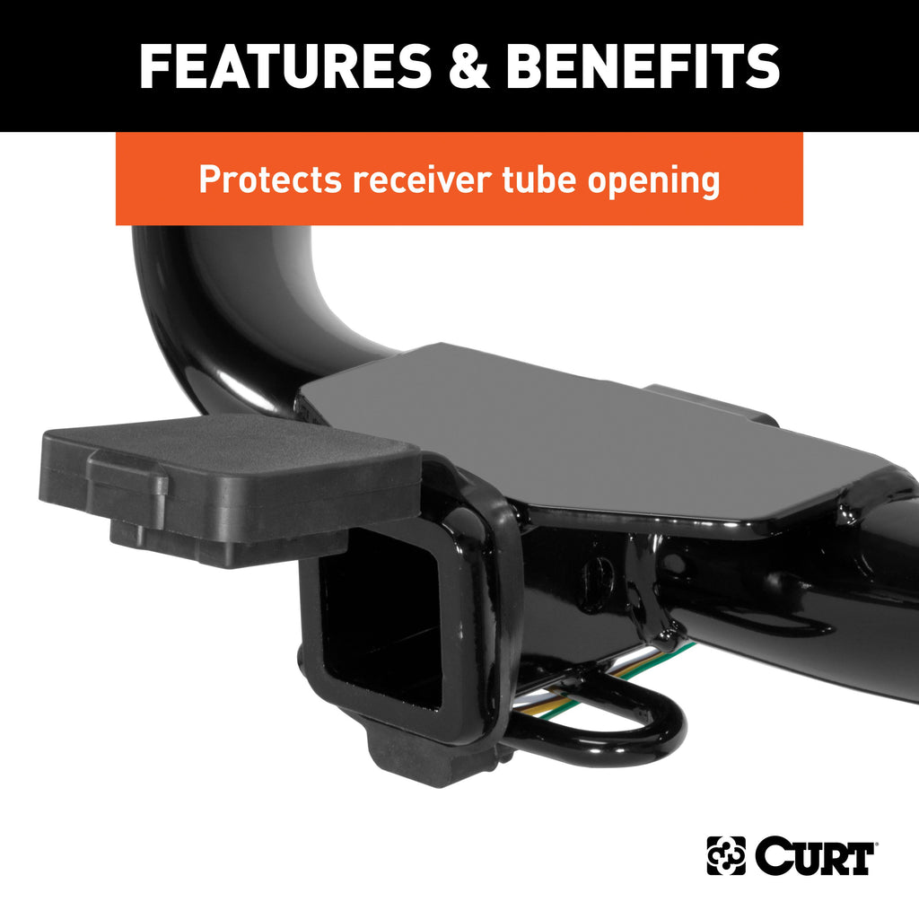 CURT 21728 2" Rubber Hitch Tube Cover with 4-Way Flat Holder (Packaged)