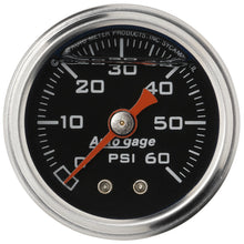 Load image into Gallery viewer, AutoMeter 2173 GAUGE, PRESSURE, 1.5" DIRECT MNT, 60PSI, LIQUID FILLED MECH, BLK, 1/8" NPTF MALE