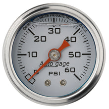 Load image into Gallery viewer, AutoMeter 2176 GAUGE, PRESSURE, 1.5" DIRECT MNT, 60PSI, LIQUID FILLED MECH, WHT, 1/8" NPTF MALE