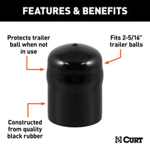 Load image into Gallery viewer, CURT 21811 Trailer Ball Cover (Fits 2-5/16" Balls, Black Rubber, Packaged)
