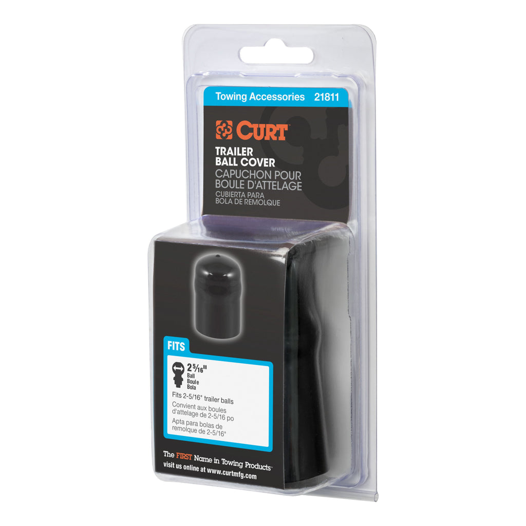 CURT 21811 Trailer Ball Cover (Fits 2-5/16" Balls, Black Rubber, Packaged)