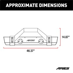 ARIES 2186000 TrailCrusher Jeep Wrangler JK Steel Front Bumper with Brush Guard; 12.5K - Truck Part Superstore