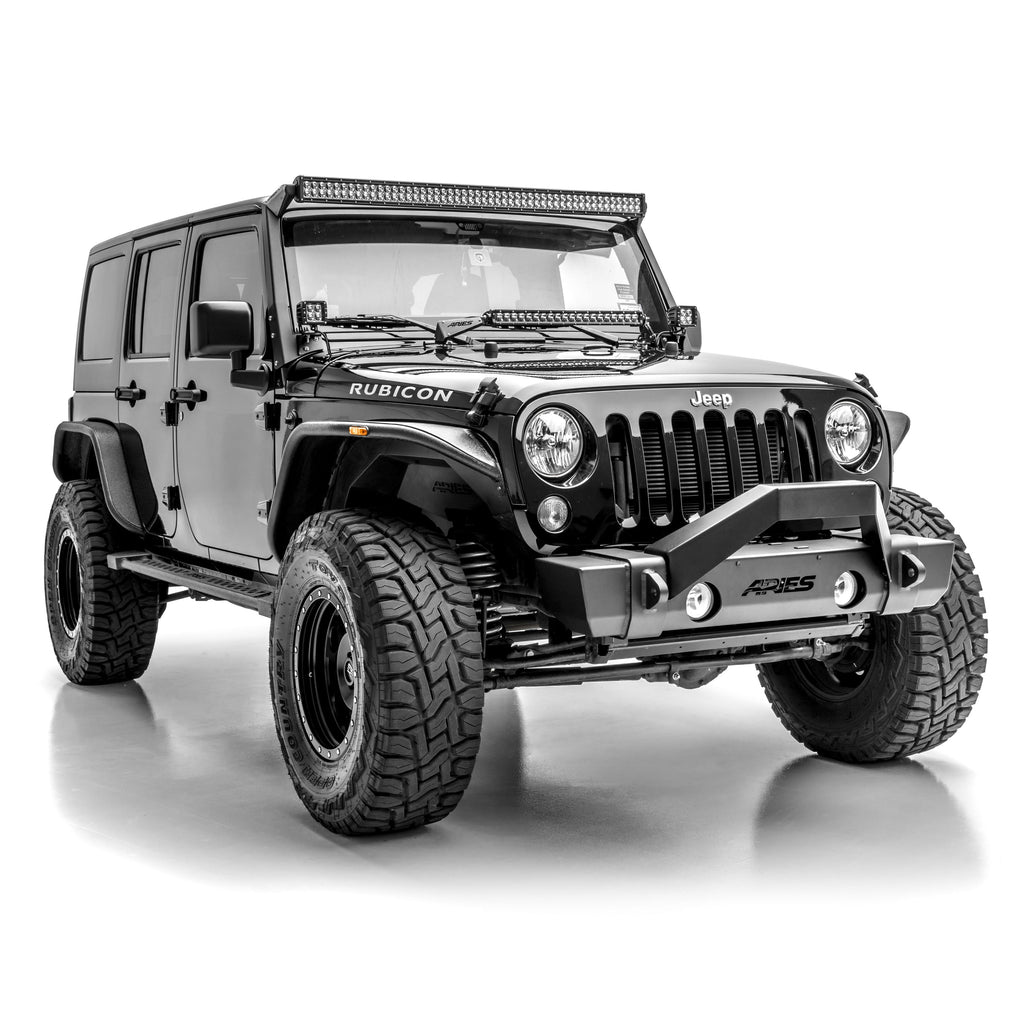 ARIES 2186000 TrailCrusher Jeep Wrangler JK Steel Front Bumper with Brush Guard; 12.5K - Truck Part Superstore