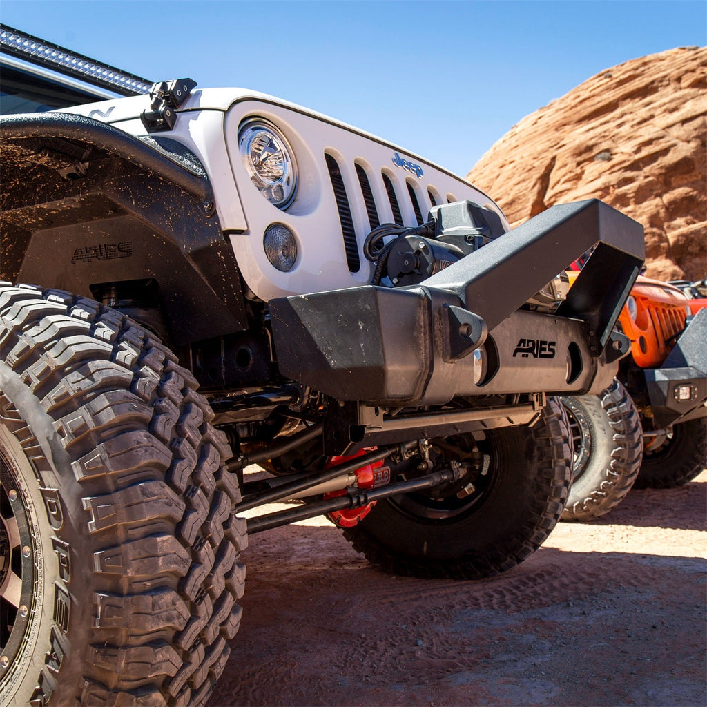ARIES 2186000 TrailCrusher Jeep Wrangler JK Steel Front Bumper with Brush Guard; 12.5K - Truck Part Superstore