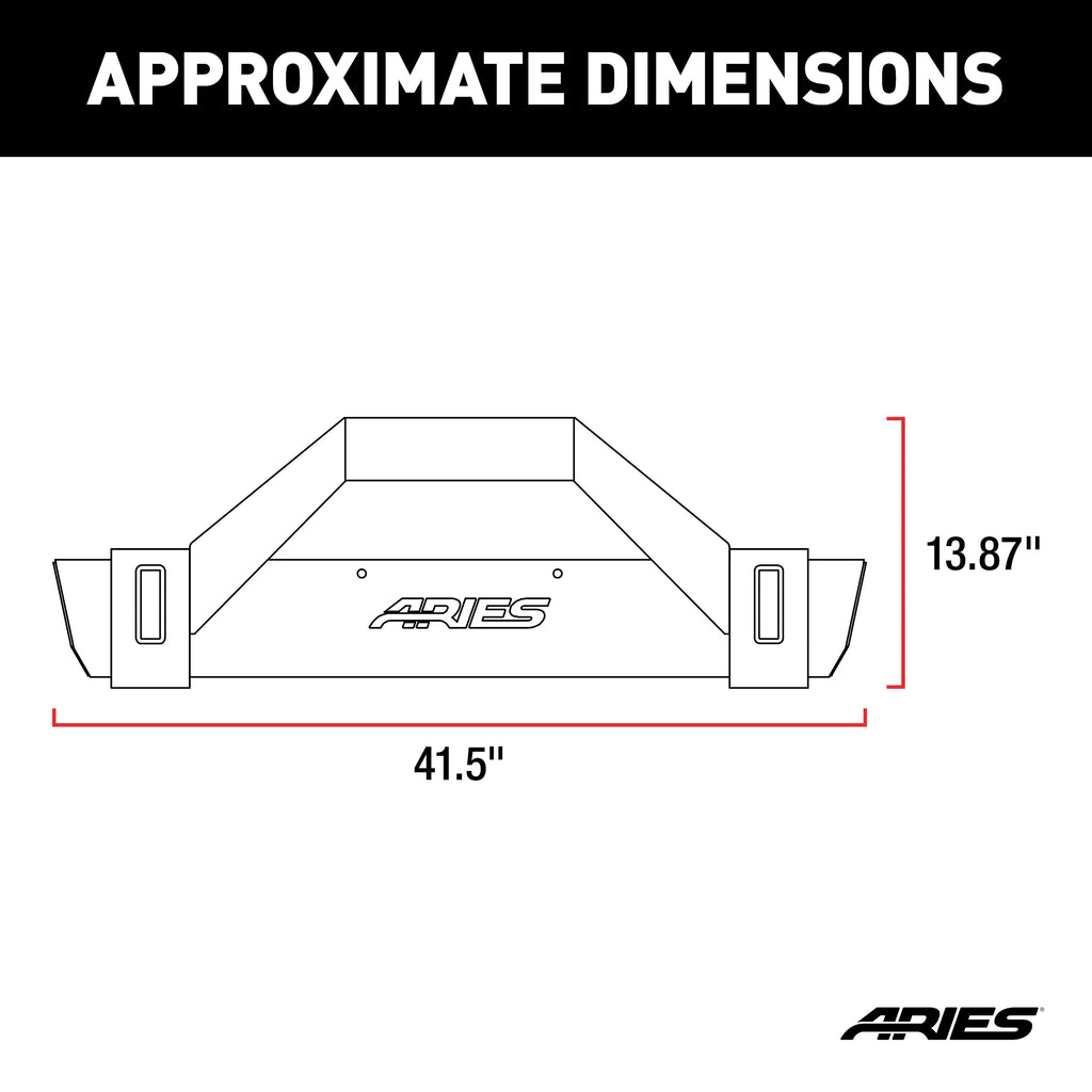 ARIES 2186001 TrailCrusher Jeep Wrangler TJ Steel Front Bumper with Brush Guard, 9.5K for Select Jeep Wrangler