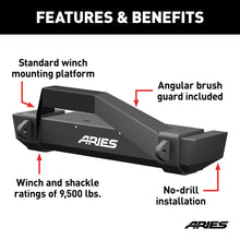 Load image into Gallery viewer, ARIES 2186001 TrailCrusher Jeep Wrangler TJ Steel Front Bumper with Brush Guard, 9.5K for Select Jeep Wrangler