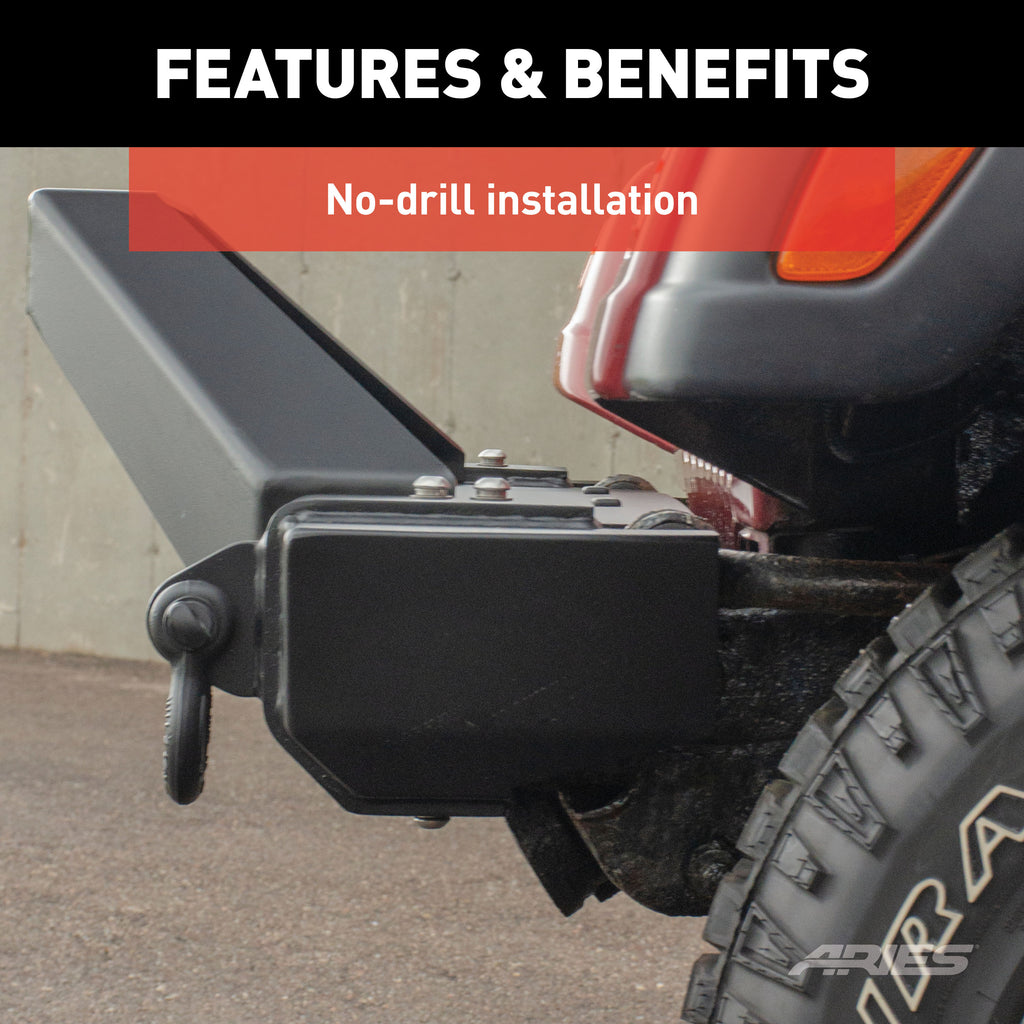 ARIES 2186001 TrailCrusher Jeep Wrangler TJ Steel Front Bumper with Brush Guard, 9.5K for Select Jeep Wrangler