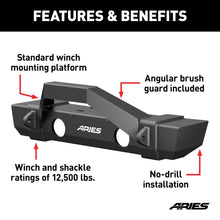 Load image into Gallery viewer, ARIES 2186002 TrailCrusher Jeep JL, Gladiator Steel Front Bumper with Brush Guard, 12.5K for Select Jeep Wrangler