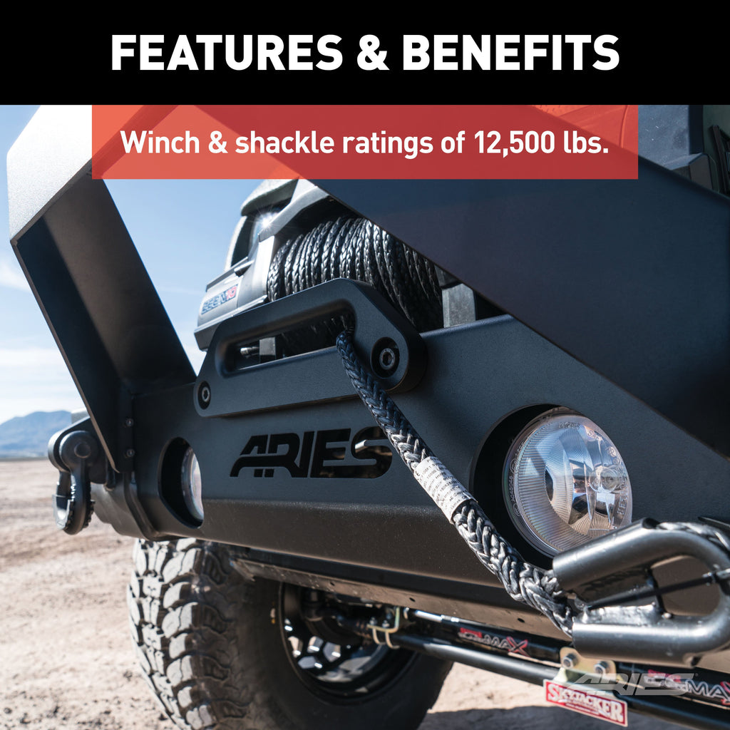 ARIES 2186002 TrailCrusher Jeep JL, Gladiator Steel Front Bumper with Brush Guard, 12.5K for Select Jeep Wrangler