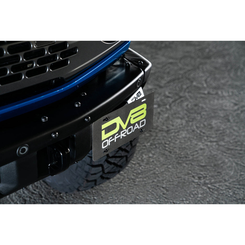 21C-Bronco-Factory-Front-Bumper-Steel-License-Relocation-Bracket-Driver-Side-Mount-No-Drill-Install