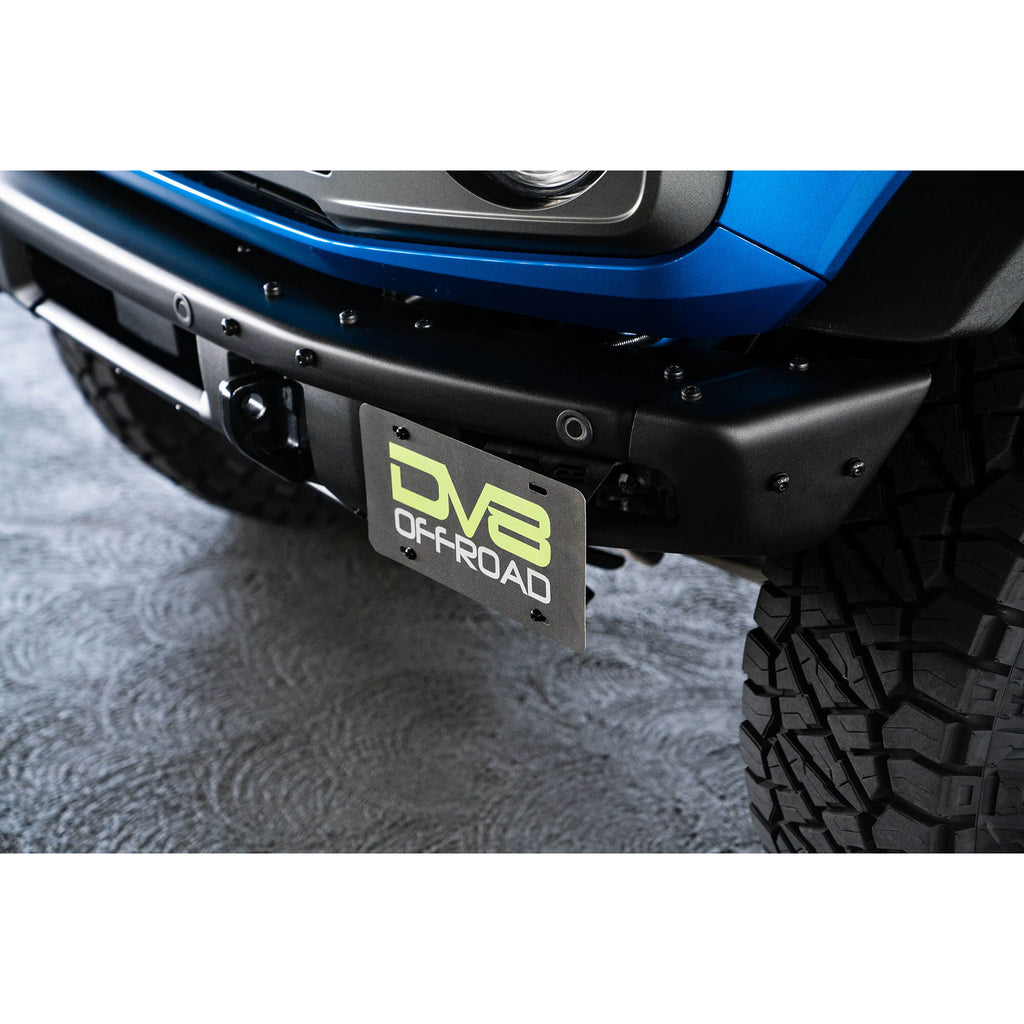21C-Bronco-Factory-Front-Bumper-Steel-License-Relocation-Bracket-Driver-Side-Mount-No-Drill-Install