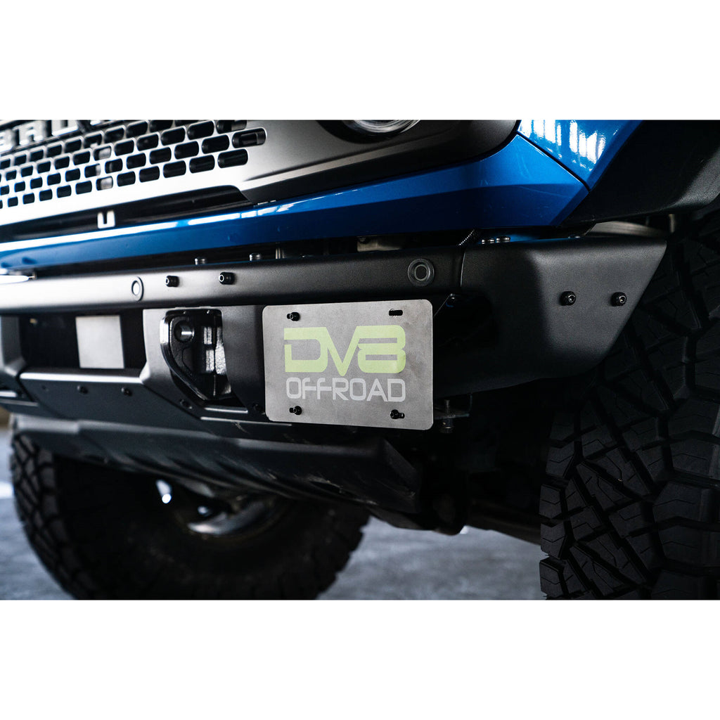 21C-Bronco-Factory-Front-Bumper-Steel-License-Relocation-Bracket-Driver-Side-Mount-No-Drill-Install