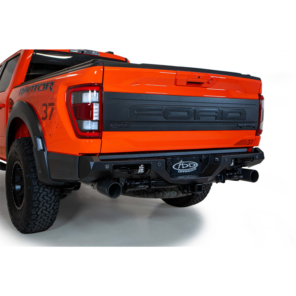21C-F150-Raptor-Bomber-Rear-Bumper-Black-(Mounts-For-2-Cube-Lights)-Sensor-Cutouts