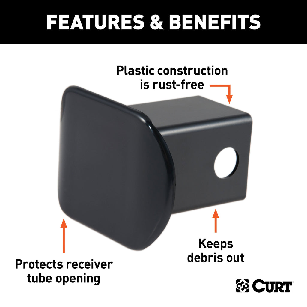 CURT 22180 CURT 22180 Black Plastic Trailer Hitch Cover; Fits 2-Inch Receiver - Truck Part Superstore