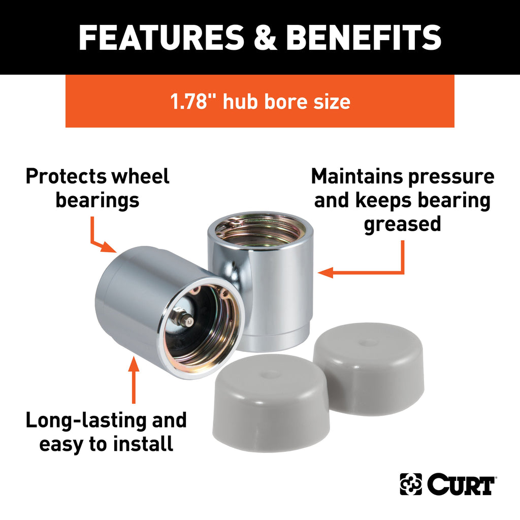 CURT 22178 1.78" Bearing Protectors & Covers (2-Pack)