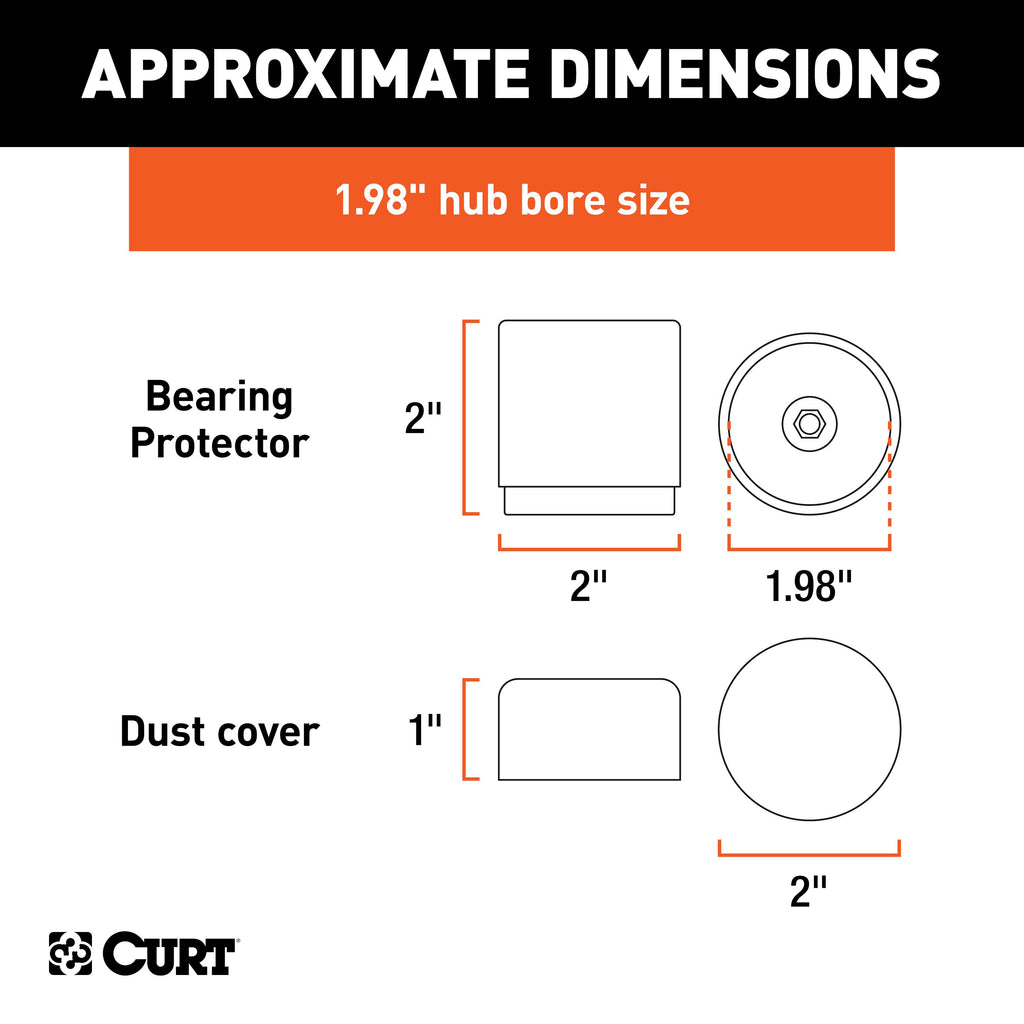 CURT 22198 1.98" Bearing Protectors & Covers (2-Pack)