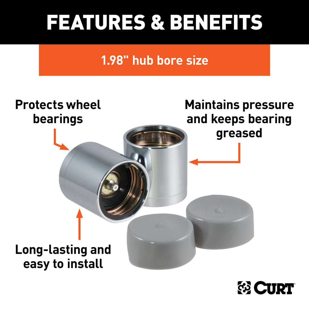 CURT 22198 1.98" Bearing Protectors & Covers (2-Pack)