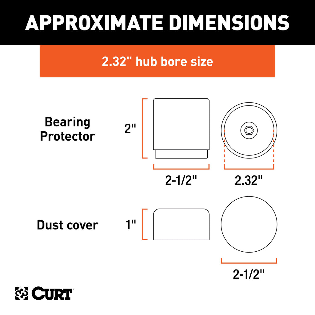 CURT 22232 2.32" Bearing Protectors & Covers (2-Pack)