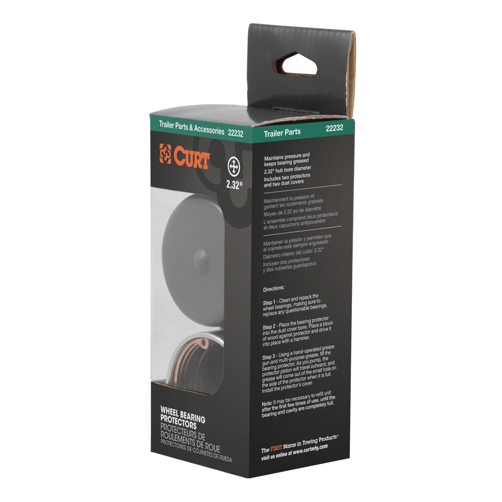 CURT 22232 2.32" Bearing Protectors & Covers (2-Pack)