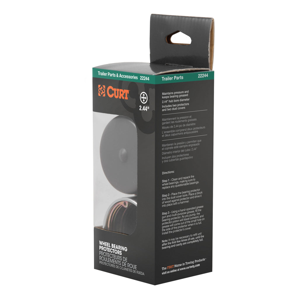CURT 22244 2.44" Bearing Protectors & Covers (2-Pack)