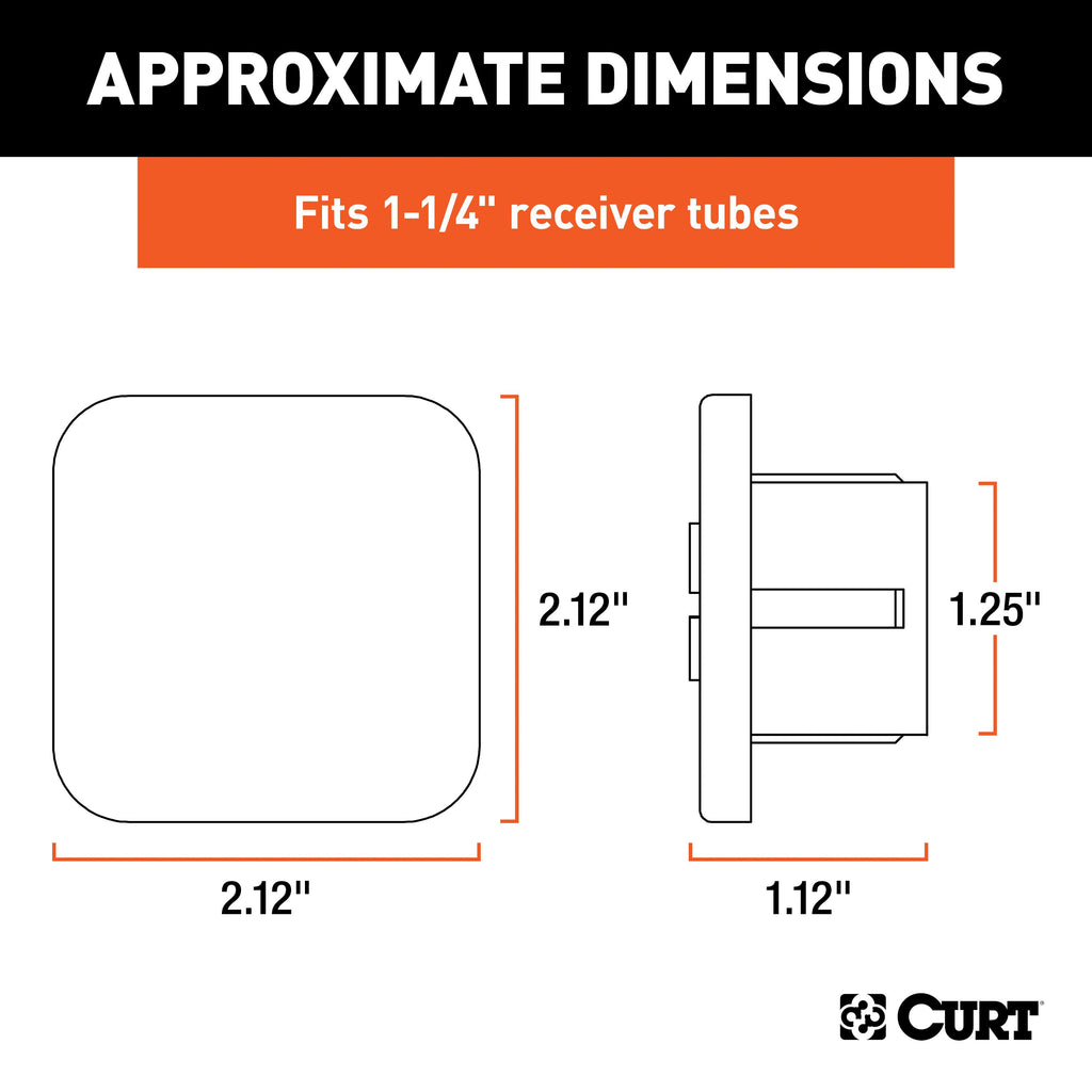 CURT 22275 1-1/4" Rubber Hitch Tube Cover (Packaged)