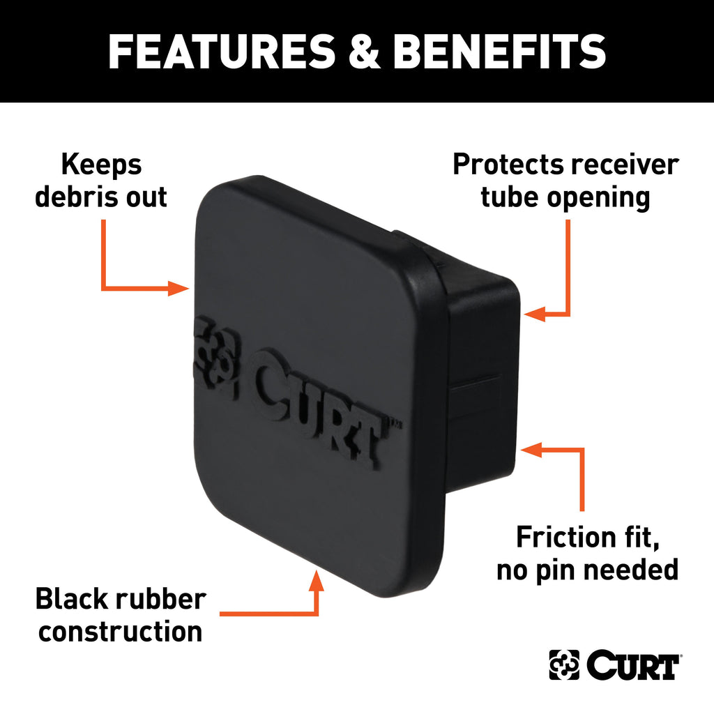 CURT 22275 1-1/4" Rubber Hitch Tube Cover (Packaged)