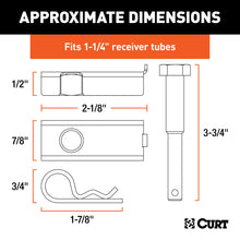 Load image into Gallery viewer, CURT 22315 Anti-Rattle Hitch Pin and Shim (Fits 1-1/4" Receiver with 1/2" Hole)