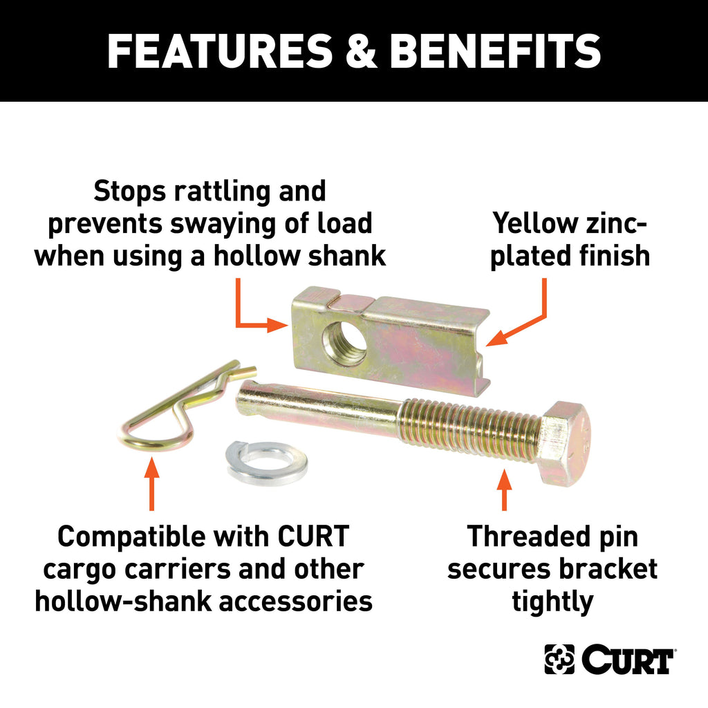CURT 22315 Anti-Rattle Hitch Pin and Shim (Fits 1-1/4" Receiver with 1/2" Hole)