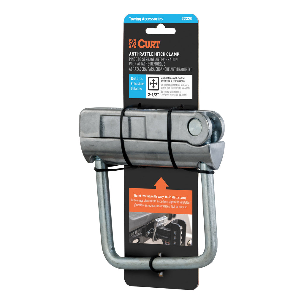 CURT 22320 No-Tool Anti-Rattle Hitch Clamp for 2-1/2" Receiver