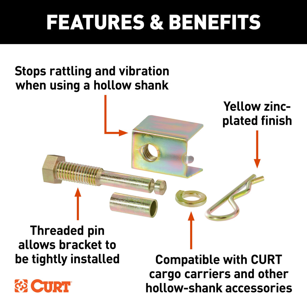 CURT 22323 Anti-Rattle Hitch Pin and Shim (Fits 2" Receiver with 5/8" Hole)