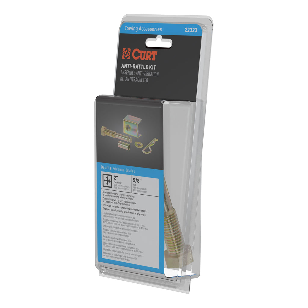 CURT 22323 Anti-Rattle Hitch Pin and Shim (Fits 2" Receiver with 5/8" Hole)