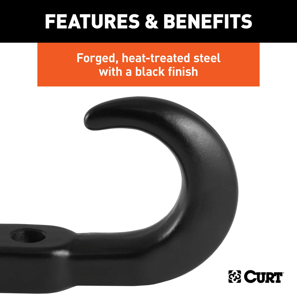 CURT 22411 Tow Hook with Hardware (10,000 lbs., Black)