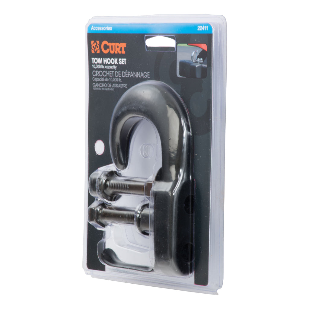 CURT 22411 Tow Hook with Hardware (10,000 lbs., Black)
