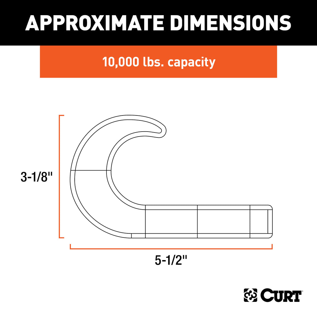 CURT 22420 Tow Hook (10,000 lbs., Chrome)