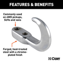 Load image into Gallery viewer, CURT 22420 Tow Hook (10,000 lbs., Chrome)