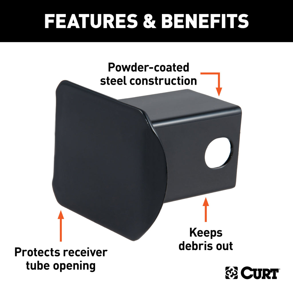 CURT 22751 2" Black Steel Hitch Tube Cover (Packaged)