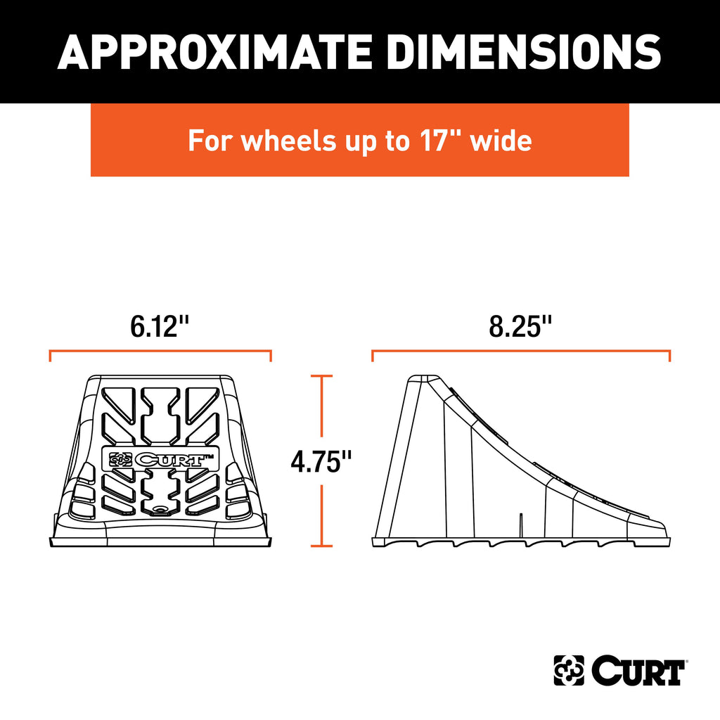 CURT 22800 Wheel Chock Set (Up to 17" Wide Wheels)