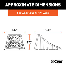Load image into Gallery viewer, CURT 22800 Wheel Chock Set (Up to 17" Wide Wheels)