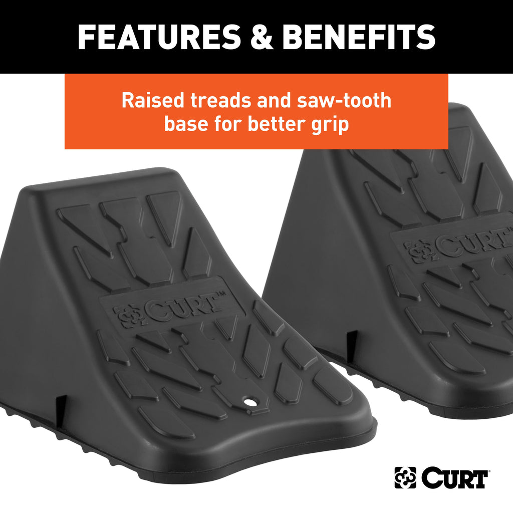CURT 22800 Wheel Chock Set (Up to 17" Wide Wheels)
