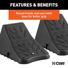 Load image into Gallery viewer, CURT 22800 Wheel Chock Set (Up to 17" Wide Wheels)