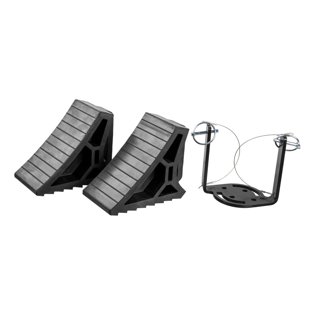 CURT 22802 HD Wheel Chocks 2-Pack with Mounting Bracket