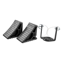 Load image into Gallery viewer, CURT 22802 HD Wheel Chocks 2-Pack with Mounting Bracket
