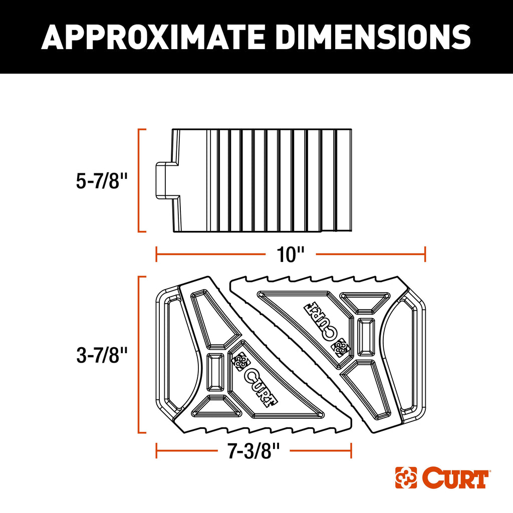 CURT 22802 HD Wheel Chocks 2-Pack with Mounting Bracket